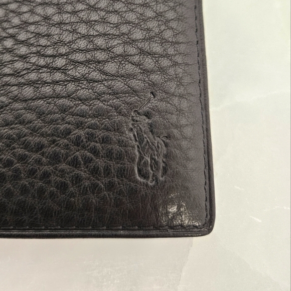 Polo Ralph Lauren Black Pebbled Leather Bi Fold Wallet And Catalina Pass Insert - Picture 3 of 8